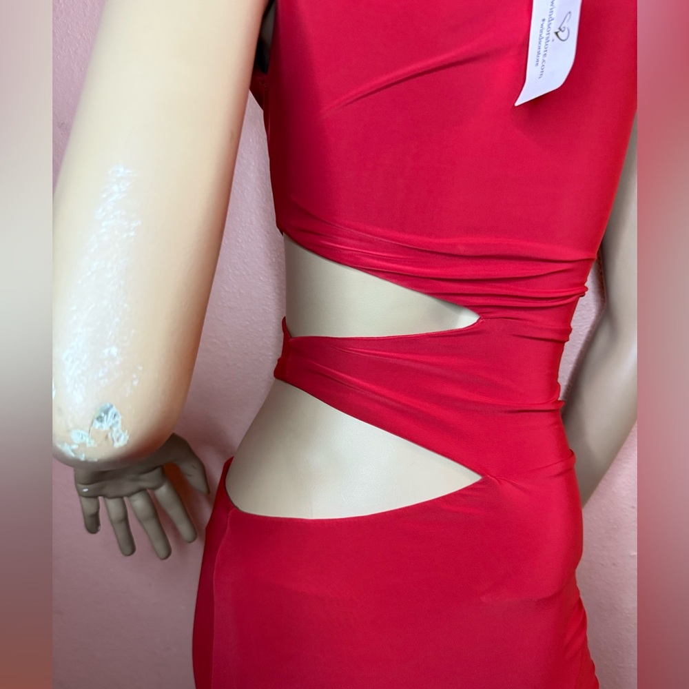 Windsor Red Cutout One-Shoulder Midi Dress – Size S (NWT) - Picture 8 of 15